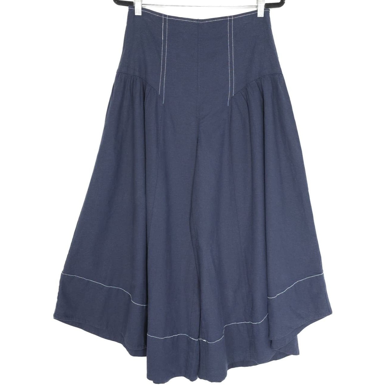 Anthropologie New Wide Leg Pants Navy 8 Tall Linen 19-3923 High Waist Crop Flowy